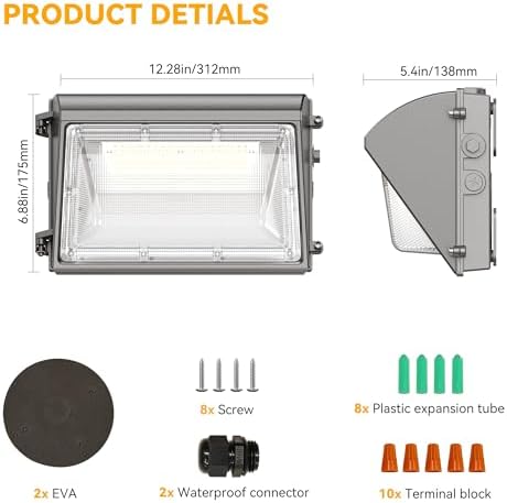 60W LED Wall Pack Light with Dusk to Dawn Photocell - Image 7