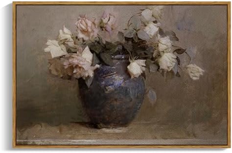 InSimSea Framed Canvas Wall Art Vintage Decor, Retro Floral Rustic Decorations by InSimSeaArt