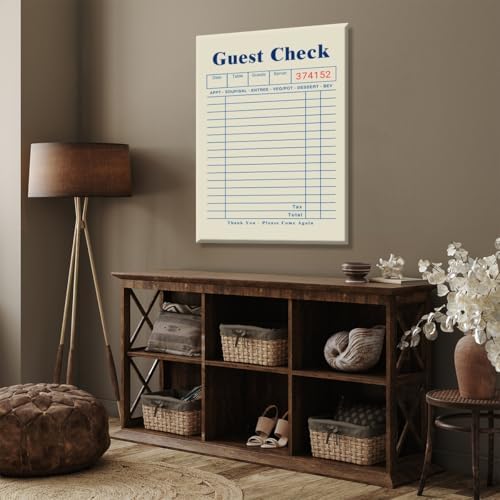 Blue Blank Guest Check Posters Trendy Retro Wall Art fun Diner Art Canvas Print - Image 6