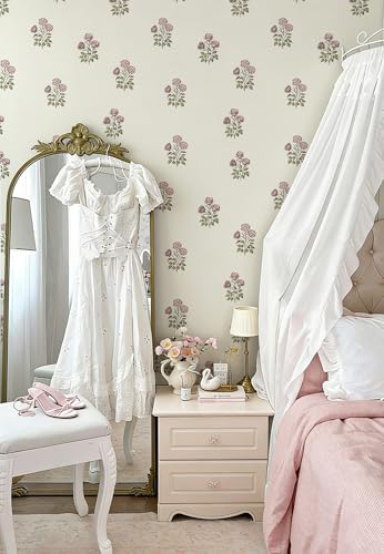 17.3" × 118.1" Vintage Floral Wallpaper Retro Rose Flower Contact Paper - Image 3