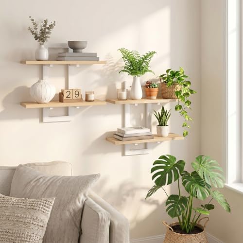 HOOBRO 2-Tier Floating Shelves, 15 Inch Wall Shelf Set of 2 - Image 2