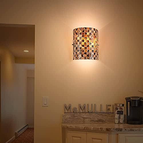 ARTZONE Tiffany Style Wall Sconces, Natural Shell Lampshade Mosaic Wall Light - Image 3