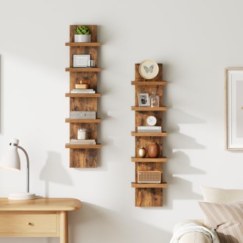 HOOBRO 5 Tier Wall Shelf Unit for Storage, 2 Pack Floating Shelves for Wall - Image 5