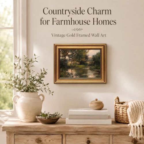 Gold Framed Wall Art, Vintage Countryside Landscape Canvas Prints – Farmhouse - Image 3