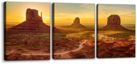 Pacimo 3 Pieces Canvas Print Wall Art Set Monument Valley Modern Walls by Pacimo