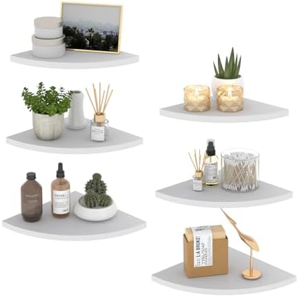 HORLIMER 6 Pack Floating Corner Shelf Wall Mount by HORLIMER