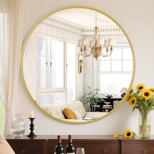 Sweetcrispy 36 Inch Round Wall Mirror, Bathroom Mirror by Sweetcrispy