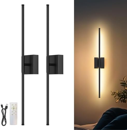 27 in Battery Operated LED Wall Sconces, 10000mAh Rechargeable, 2 Pack by Unknown