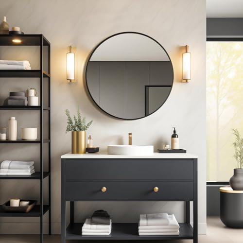 USHOWER 24 Inch Black Round Mirror - Image 5