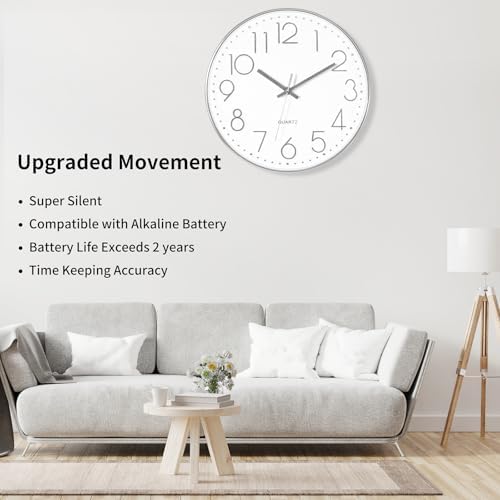 Foxtop Large 14" Wall Clock Silent Battery Operated Clock - Image 3
