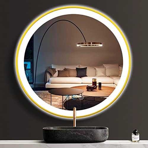 24 Inch Gold Bathroom Round LED Mirror by ARUMMA
