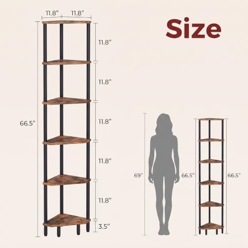 6 Tier Corner Shelf, 66.5'' Tall Standing Shelf, Narrow Display Shelf Stand - Image 3