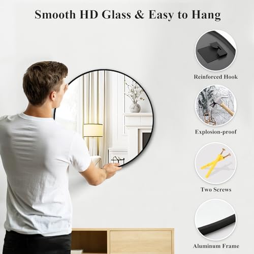 Black Round Mirror 18 Inch, Wall Circle Mirror - Image 6