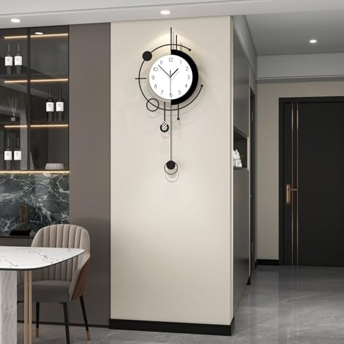 Modern Wall Clock for Living Room Decor 15 Inch Big Decorative Black Metal Wall - Image 3