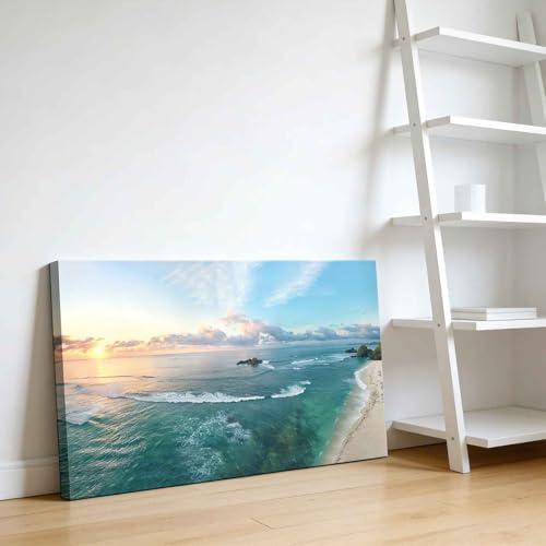 Coastal Sunset Ocean Canvas Wall Art Large Panoramic Beach Seaview Decor - Image 3