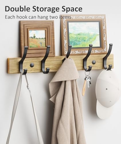 Optish Coat Rack Wall Mount, 16.5 Inches Wood Coat Hooks Wall Mount, Wall Coat - Image 3
