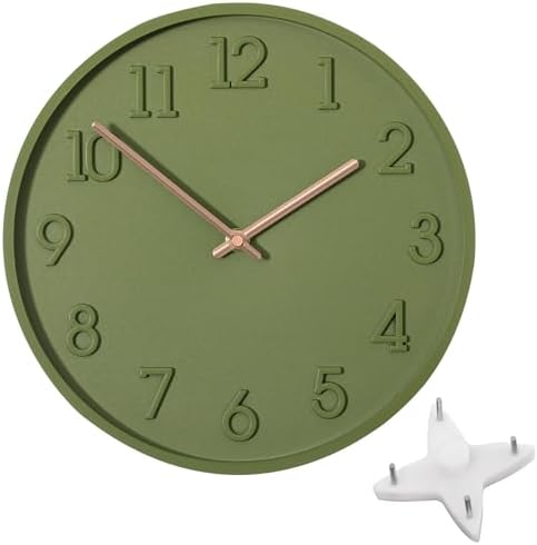 Clockswise 11" Modern Minimalist Round Wall Clock Green Arabic Numerals and by Clockswise