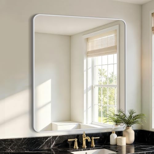 Vanity Bathroom Mirror, 36”x30” Silver Bathroom Mirror by LawadaMirror