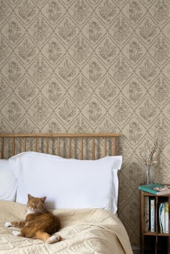 Toduso Vintage Peel and Stick Wallpaper Brown Floral Wallpaper - Image 6