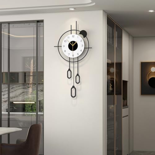 Large Modern Wall Clock Pendulum Black Wall Clock Battery Operated - Image 2