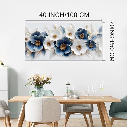 Large Canvas Wall Art for Living Room Blue and White Floral Print Painting wall - Image 6