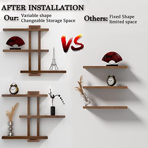 yaqew Variable Floating Shelves Wood Set of 3, Cube Wall Mounted Shelves 28.35" - Image 5