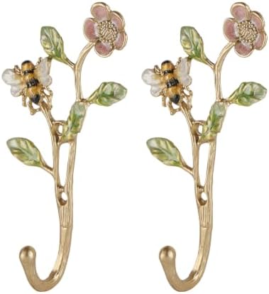 SOFFEE DESIGN 2PCS Enamel Bee & Flower Hooks by SOFFEEDESIGN