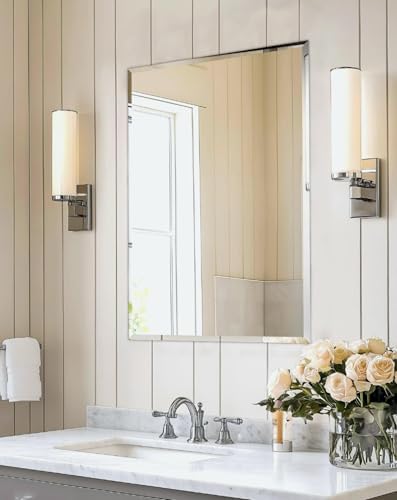 Frameless Rectangle Wall Mirror: Modern Glass Mirror 31.5x23.6 inch by Artloge