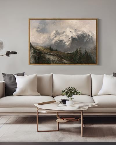 VIYYIEA Vintage Nature Large Framed Wall Art, The Alpine Pastures Paintings Art - Image 2