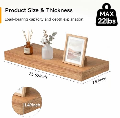24in Beech Floating Shelves for Wall, Decor Storage - Image 3