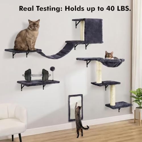 Cat Wall Shelves, Space-Saving Wall-Mounted Cat Climbing Set - Image 3