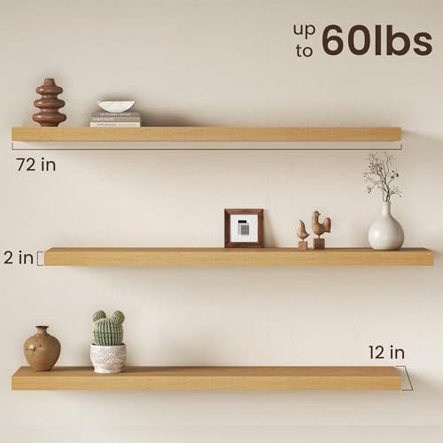 Fun Memories 72 Inch Floating Shelves, 12 Inch Deep Wall Shelf - Image 3