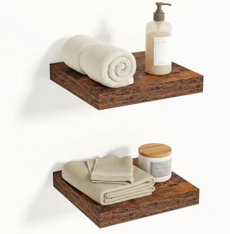 Vivelove 12x12 Deep Floating Shelves, Rustic Brown by VIVELOVE