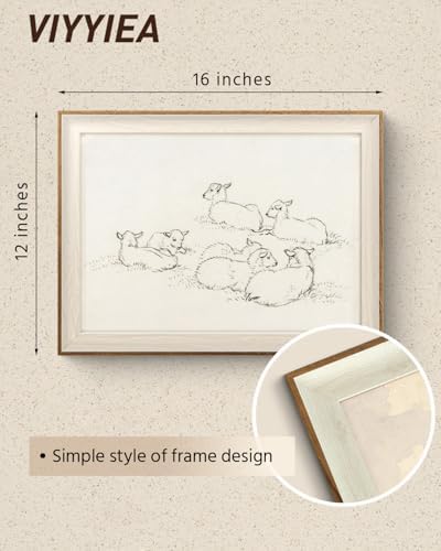VIYYIEA Framed Easter Lambs Wall Art Minimalist Farmhouse - Image 5