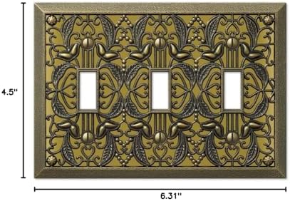 Amerelle Filigree Triple Toggle Cast Metal Wallplate in Antique Brass - Image 3