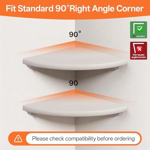 White Corner Wall Shelf 7inch Solid Oak Wood Floating Corner Shelf - Image 6