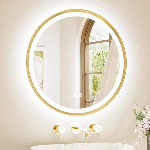 TETOTE Gold Round Led Mirror by TETOTE