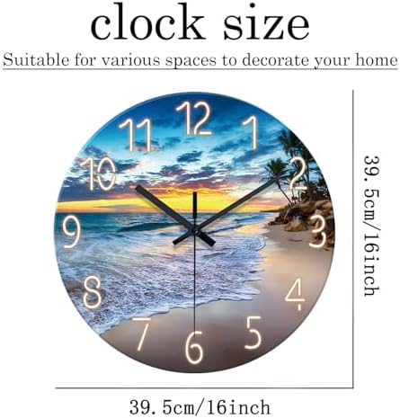 Glass Beach Wall Clocks Battery Operated 16 Inches or Larger - Image 5