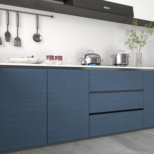 Navy Wallpaper Stick and Peel Textured Grasscloth Wallpaper Blue Contact Paper - Image 5