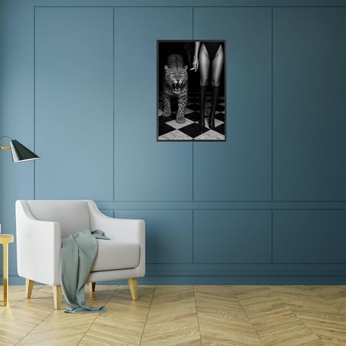 Black And White Leopard Poster Trendy Women Boots Canvas Wall Art Bold Glam - Image 6