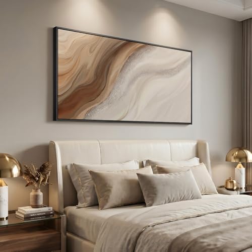 Large Framed Neutral Earth Tone Abstract Wall Art, 1 Piece Vertical 30x60 - Image 2