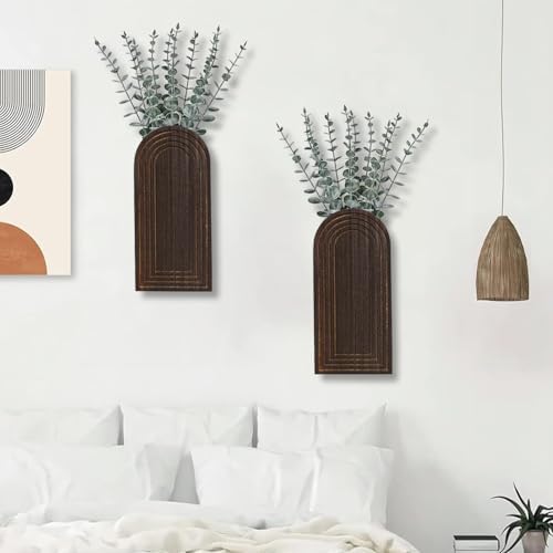 Dnnnii 2 Pack Wooden Wall Vase Set - Image 6