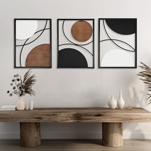 Oakrain 3 Pack Metal Wall Art, Abstract Minimalist Modern Wall Decor by Oakrain