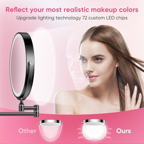 FASCINATE 8" Rechargeable Wall Mounted Makeup Mirror - Image 5