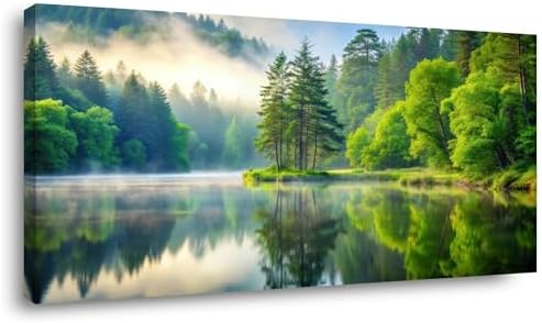 Lasdel Beautiful Lakeside Forest Landscape Wall Art by Lasdel