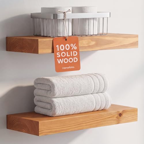 Homeforia 16 Inch Floating Shelves, High-End Solid Pine Wood by Homeforia