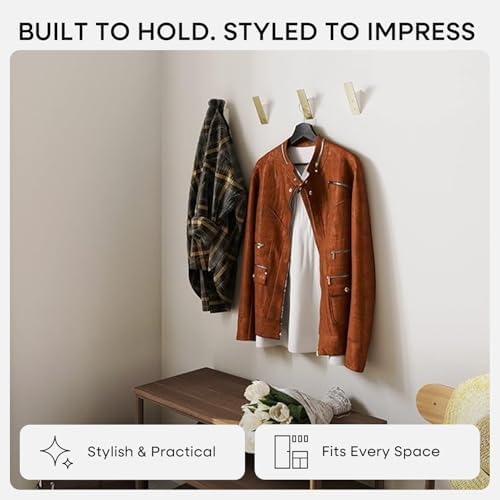 Homeforia Golden Coat Hooks, High-End Wood & Metal, Modern Design - Image 2
