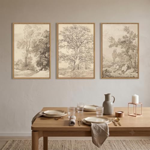Large Vintage Sketchbook Framed Canvas Wall Art Set -16"x24"x3 - Image 3
