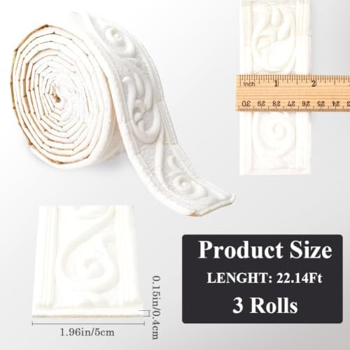 CRASPIRE 266 x 2in Crown Molding 88.6in/Roll Peel and Stick Foam White Self - Image 2