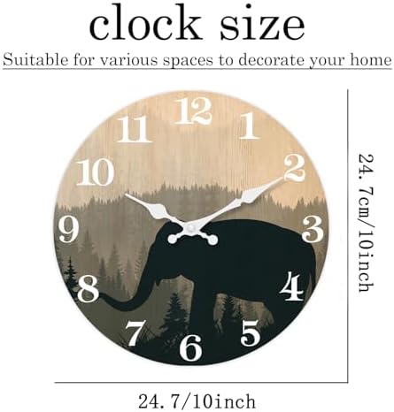 XFM Vintage Elephant Wall Clock 10 inch Silent - Image 5